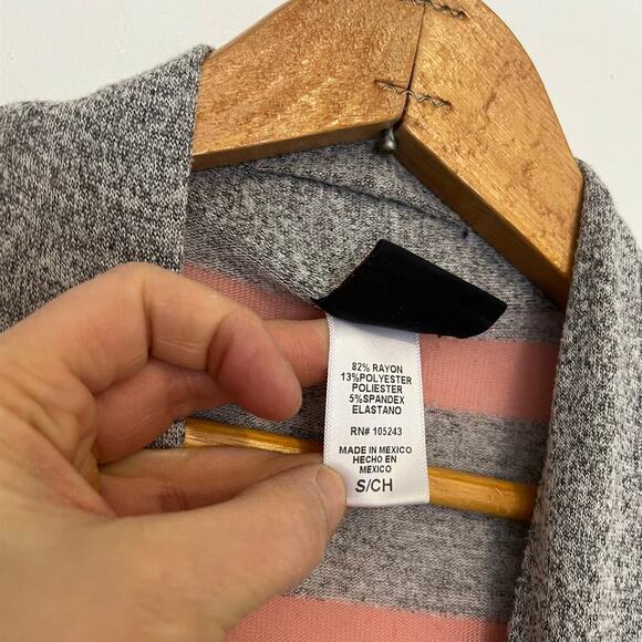 Mod  Lusive open front long line cardigan gray peach S - Picture 5 of 7